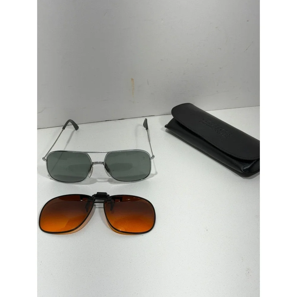 Cool Ray Vintage Silver Aviator Sunglasses with Blublocker Clip-On Lenses